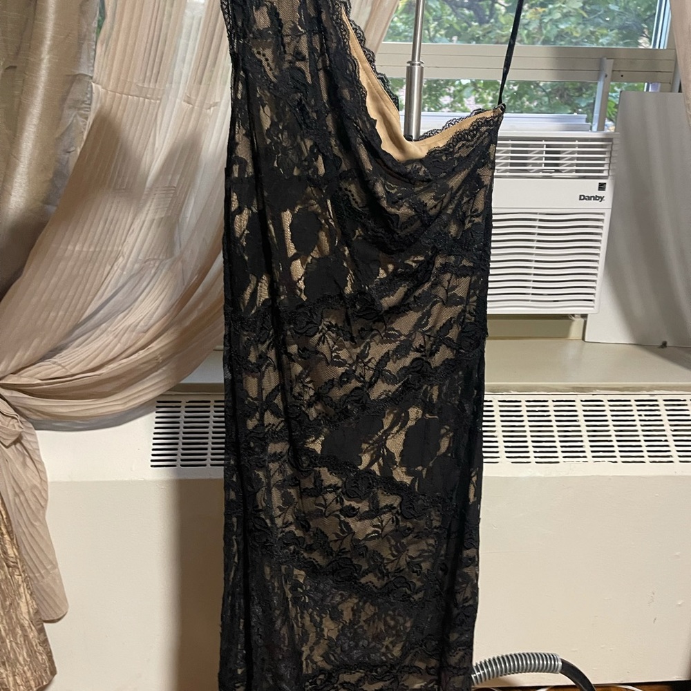 Black Lace One Shoulder Dress